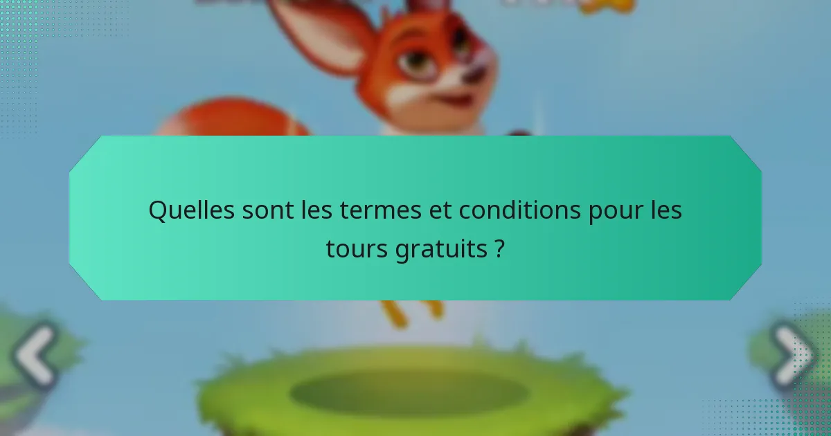 Quelles sont les termes et conditions pour les tours gratuits ?