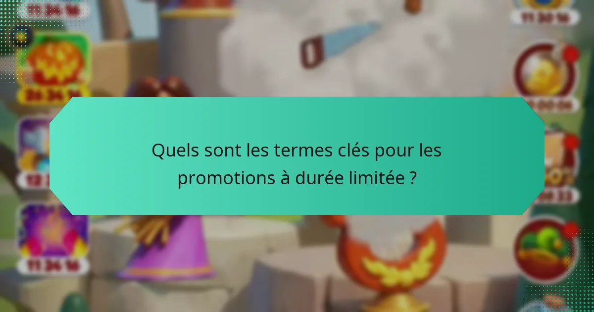 Quels sont les termes clés pour les promotions à durée limitée ?